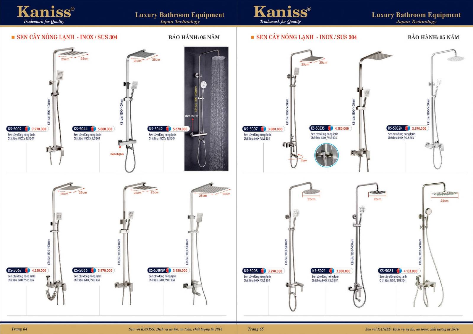 Catalogue và Bảng giá Thiết bị vệ sinh KANISS mới nhất /Page 33